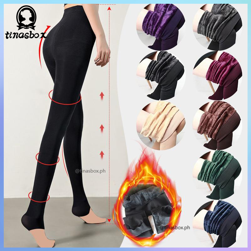 TINA 200D Thermal Fleece Leggings Women Winter Slim Fluff Lined Pants 8 colors available vn Shopee Philippines