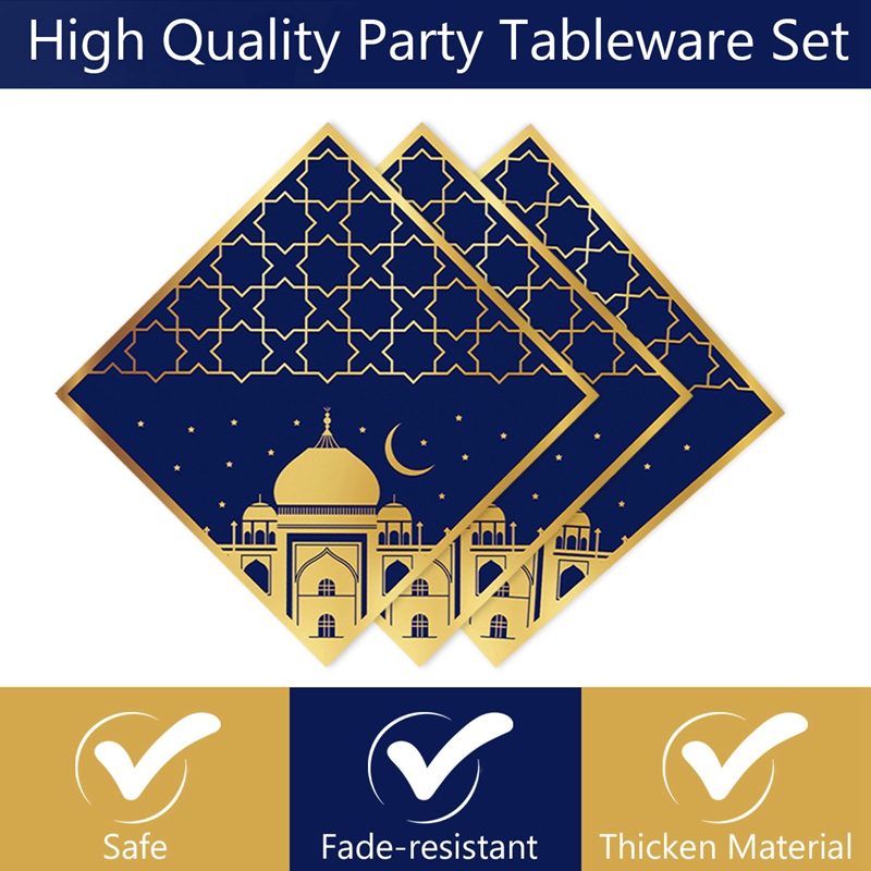 EID Mubarak Disposable Tableware Set Hari Raya Decoration Ramadan ...