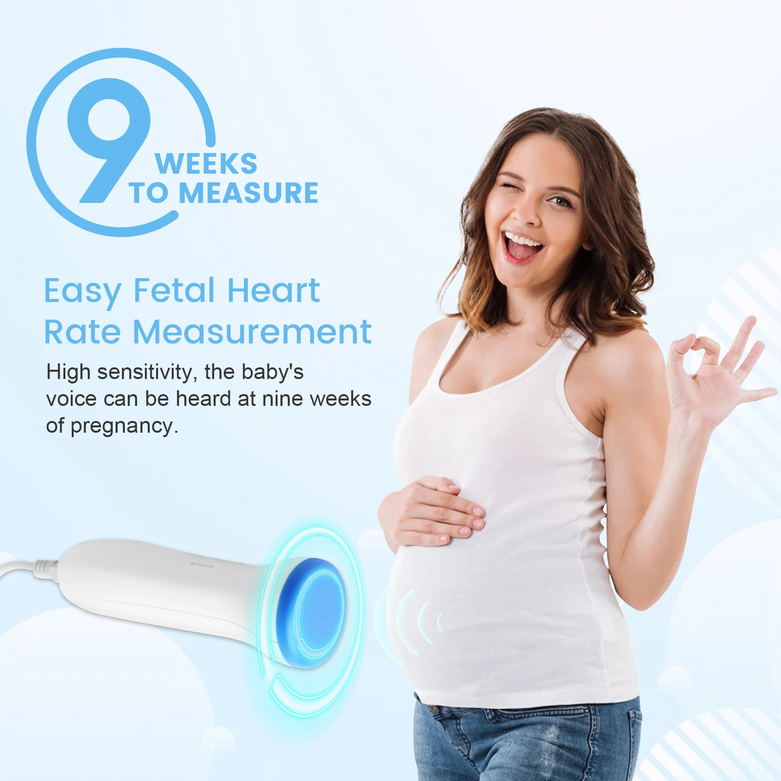 Fetal Doppler Heart Rate Monitor Household Portable Pregnancy Baby ...