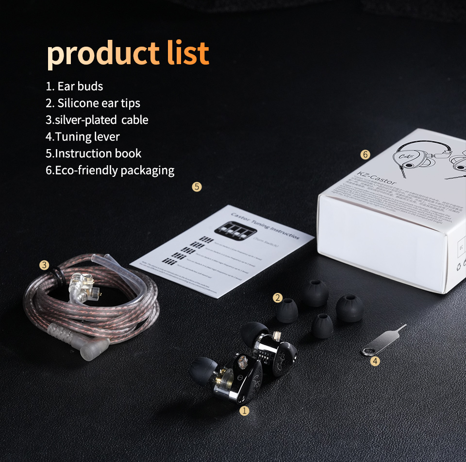 KZ Castor In Ear HiFi Earphone 2 Dynamic High-end Tunable balanced ...