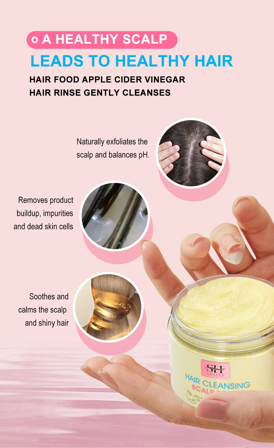 SEVICH Apple Puree Shampoo Sea Salt Shampoo Hair Treatment Scrub Hair ...