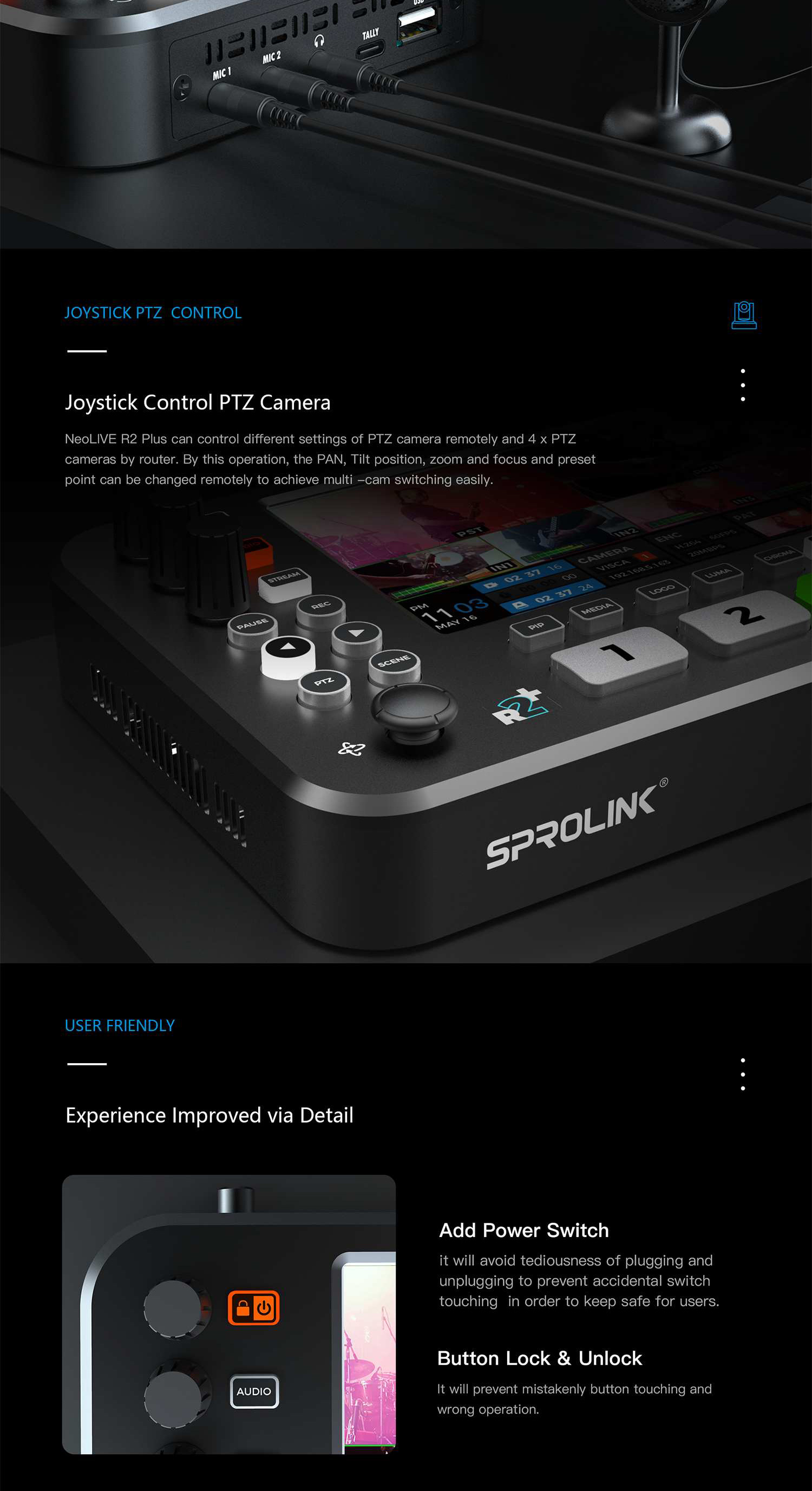 SPROLINK NEOLIVE R2 PLUS All in One Functional Live Streaming Switcher ...