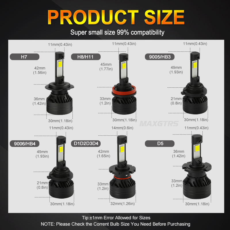 MAXGTRS G-XP LED Chip H7 H8 H11 9005 HB3 9006 HB4 D1S D3R D3S D2 D4 D5 ...