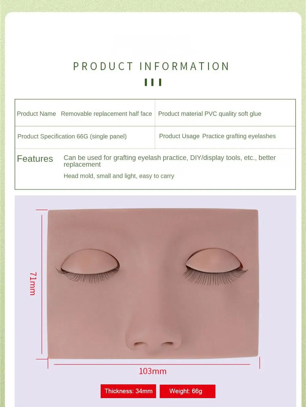 Practice Eyelash Extension Mannequin Head Training False Eyelashes ...