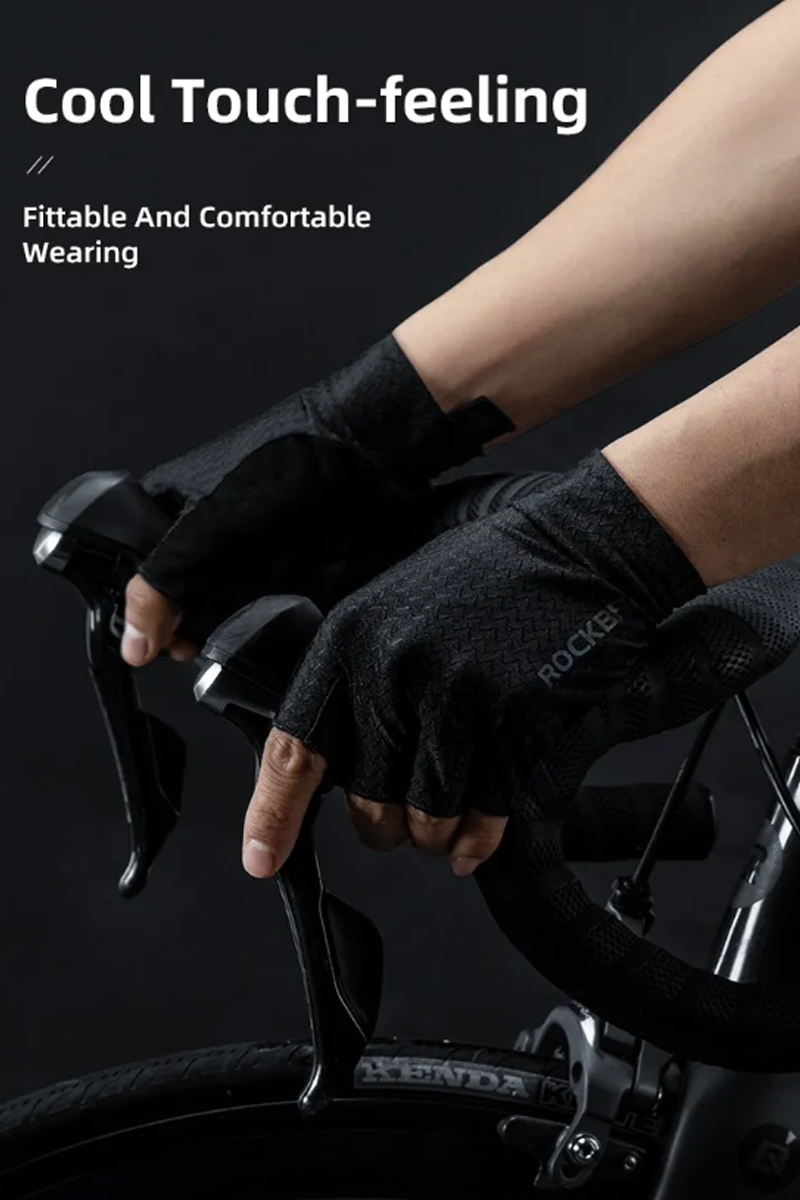 ROCKBROS Cycling Gloves Half Finger Shockproof Antiskid Breathable Mitt ...