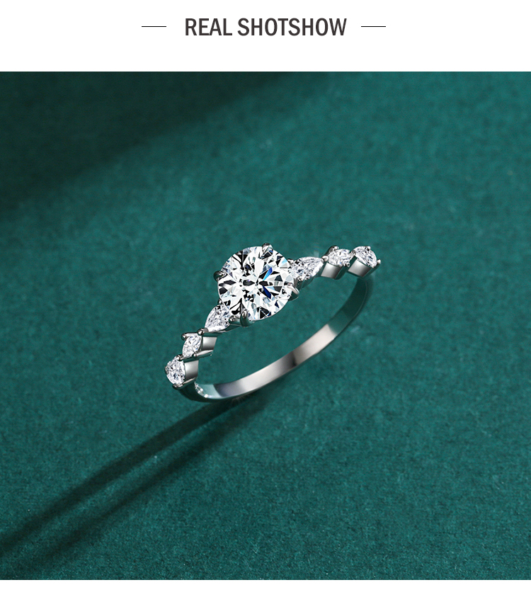Ailmay Round 1ct Dazzling Ring 925 Solid Silver AAAAA CZ Engagement ...