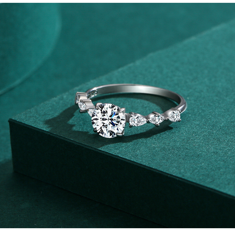 Ailmay Round 1ct Dazzling Ring 925 Solid Silver AAAAA CZ Engagement ...