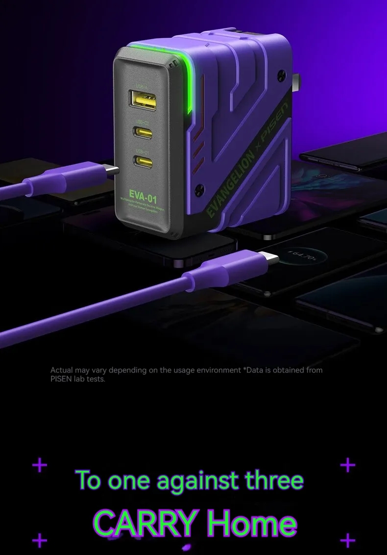 Pisen [Evangelion Joint Model] EVA GaN 65W Charger Type-C Multi-Port ...