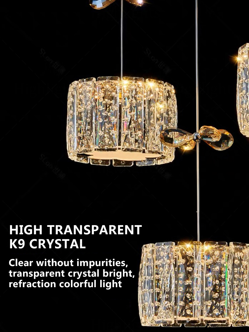 Long crystal restaurant pendant lights, bar counter decorative lights ...