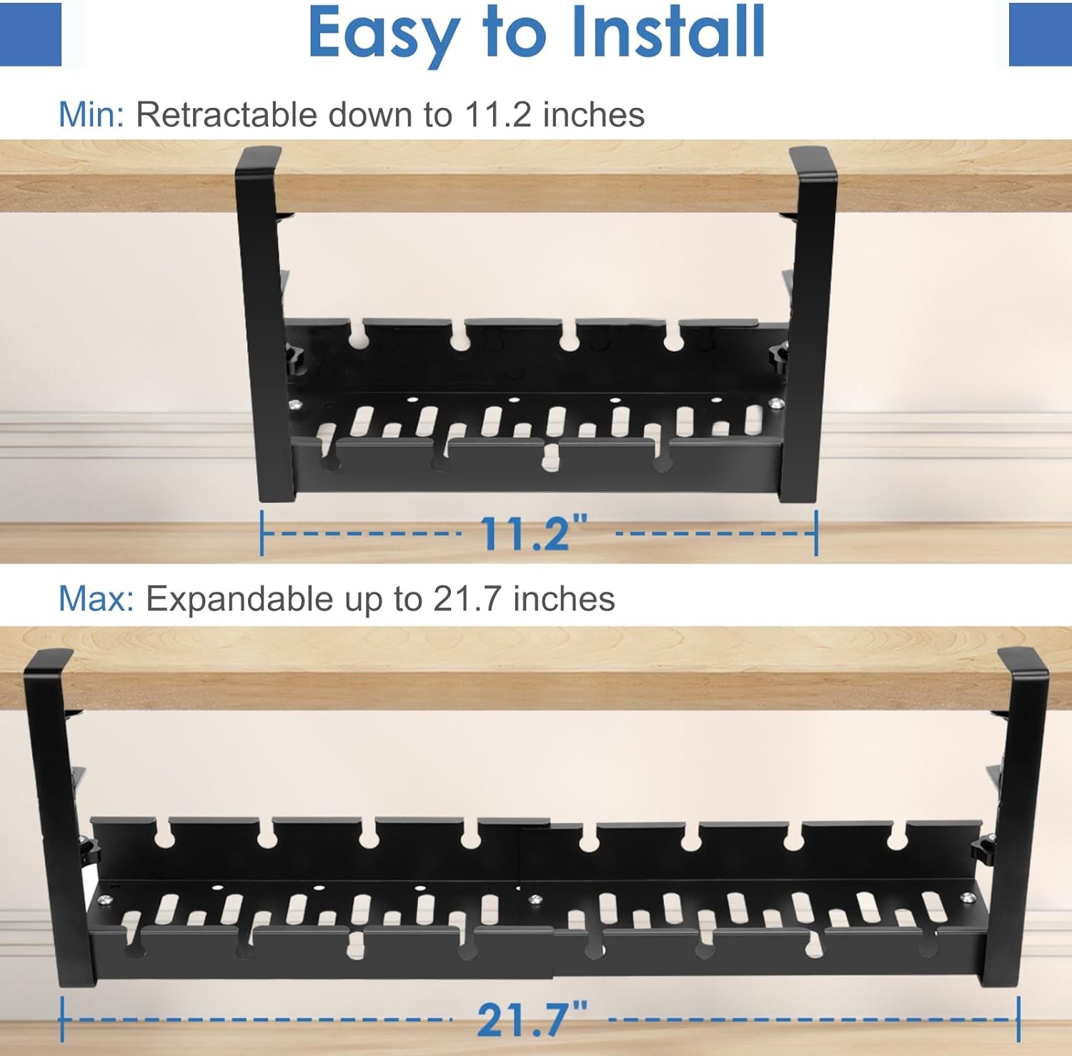 Extendable Under Desk Cable Management Wire Organizer Tray Storage Tray ...