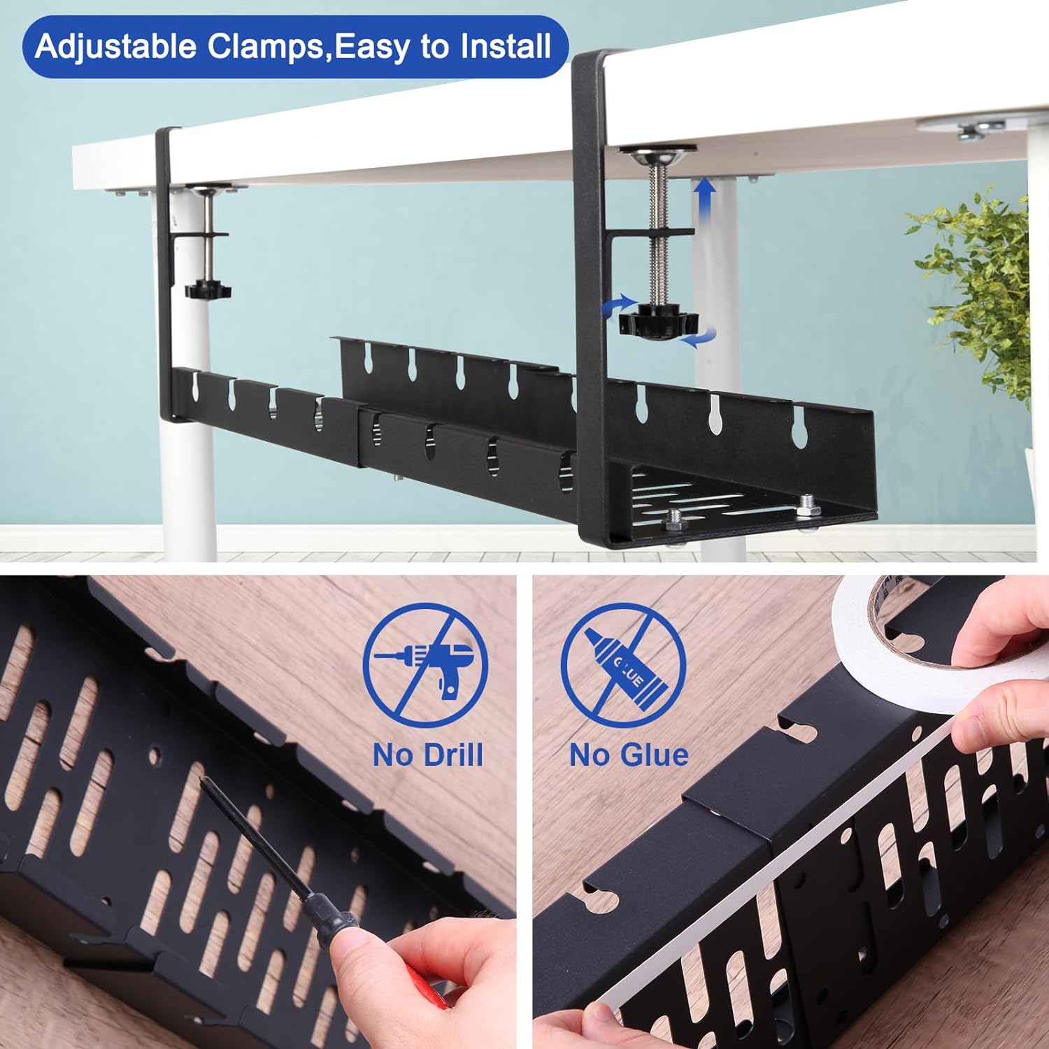 Extendable Under Desk Cable Management Wire Organizer Tray Storage Tray ...