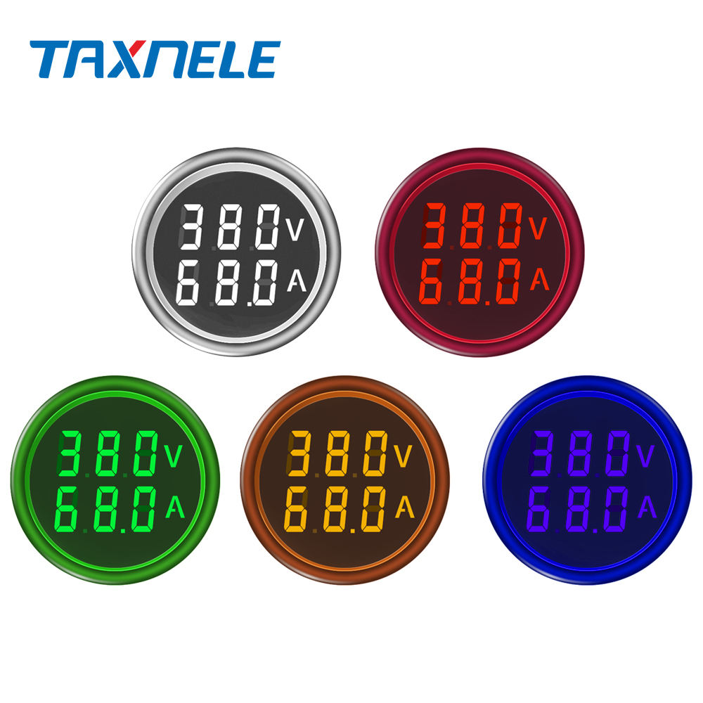 22mm AC 60-500V 1-100A LED Digital Voltmeter Ammeter Hertz HZ Voltage ...
