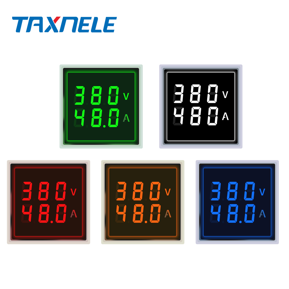 22mm AC 60-500V 1-100A LED Digital Voltmeter Ammeter Hertz HZ Voltage ...