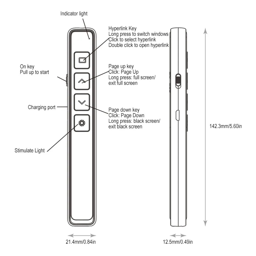 2.4GHz Wireless Presenter Flip Pen PPT Slide USB Charging Clicker for ...