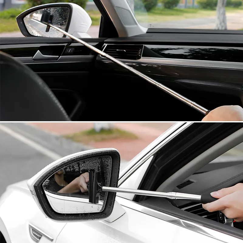 1PC Retractable Car Rearview Mirror Wiper Portable Long Rod Cleaning ...