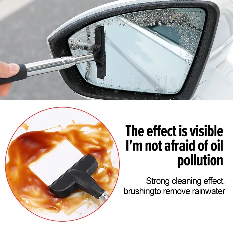 1PC Retractable Car Rearview Mirror Wiper Portable Long Rod Cleaning ...