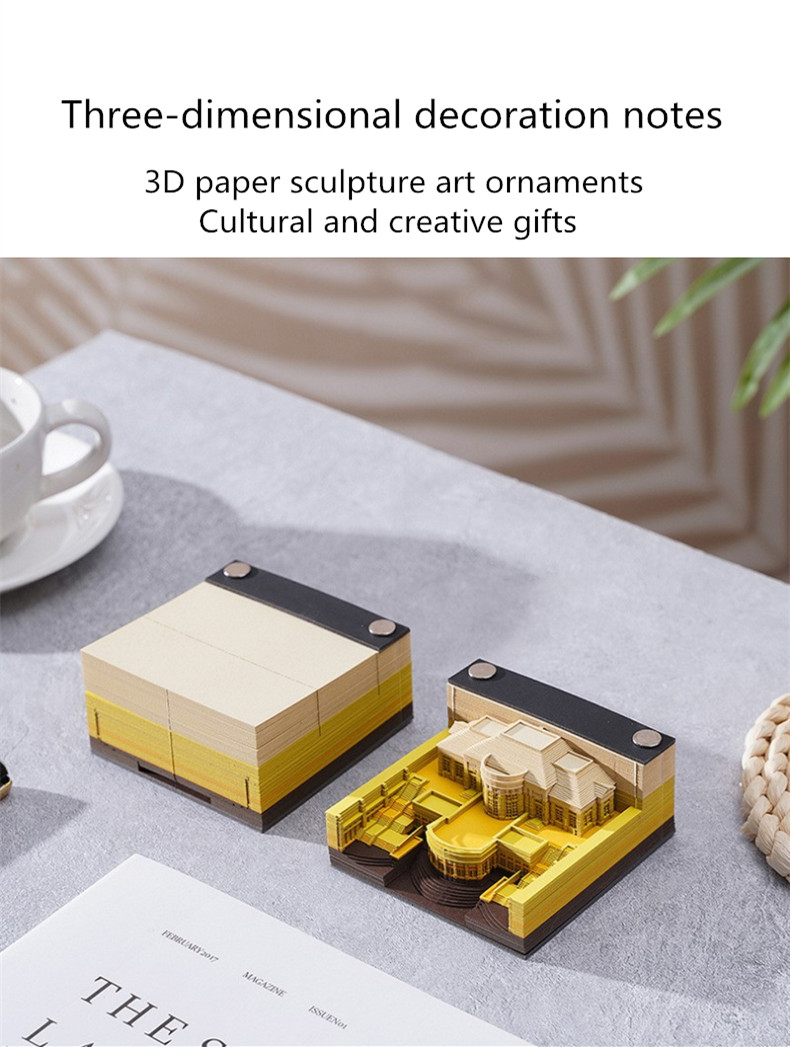 3D three-dimensional note paper, paper sculpture art decorative ...