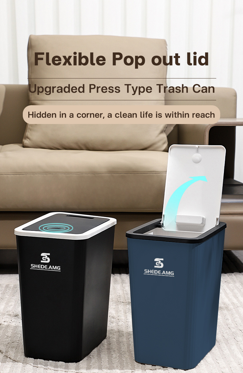 thumbnail image 2 of Garbage Can Press-Type Trash Can Home With Lid Living Room 2 of 9