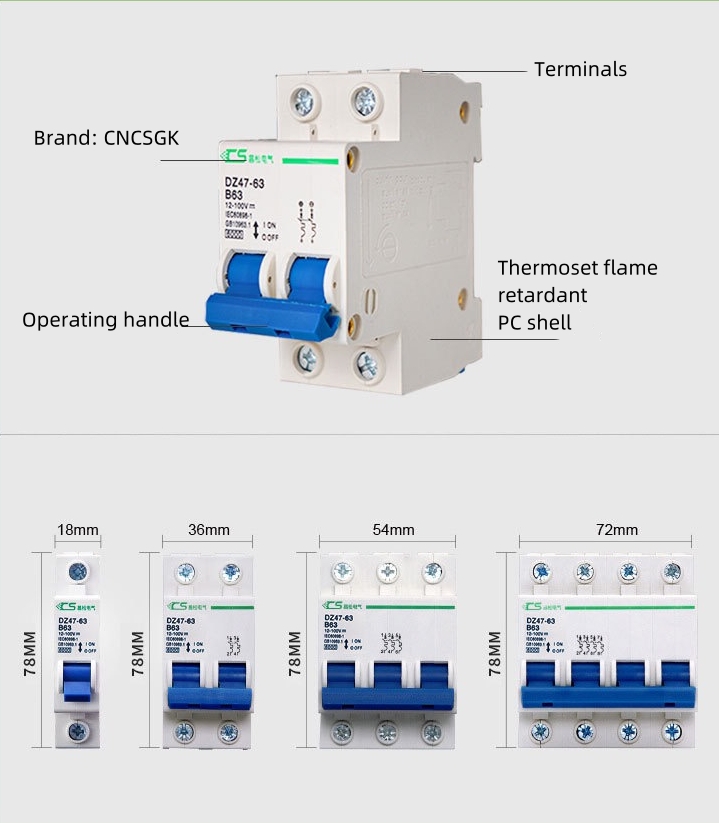 AC DC miniature circuit breaker 2p 10A / 20A / 40A / 63A/125A | Shopee ...