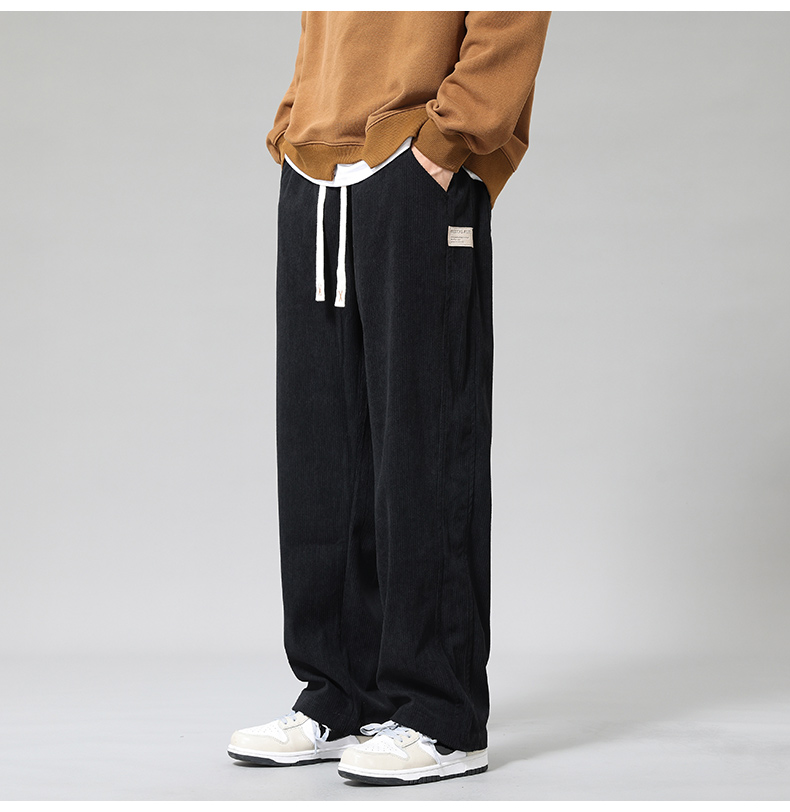WM Korean Corduroy Pants For Men Khaki Baggy Straight Cut Slacks Slocks 