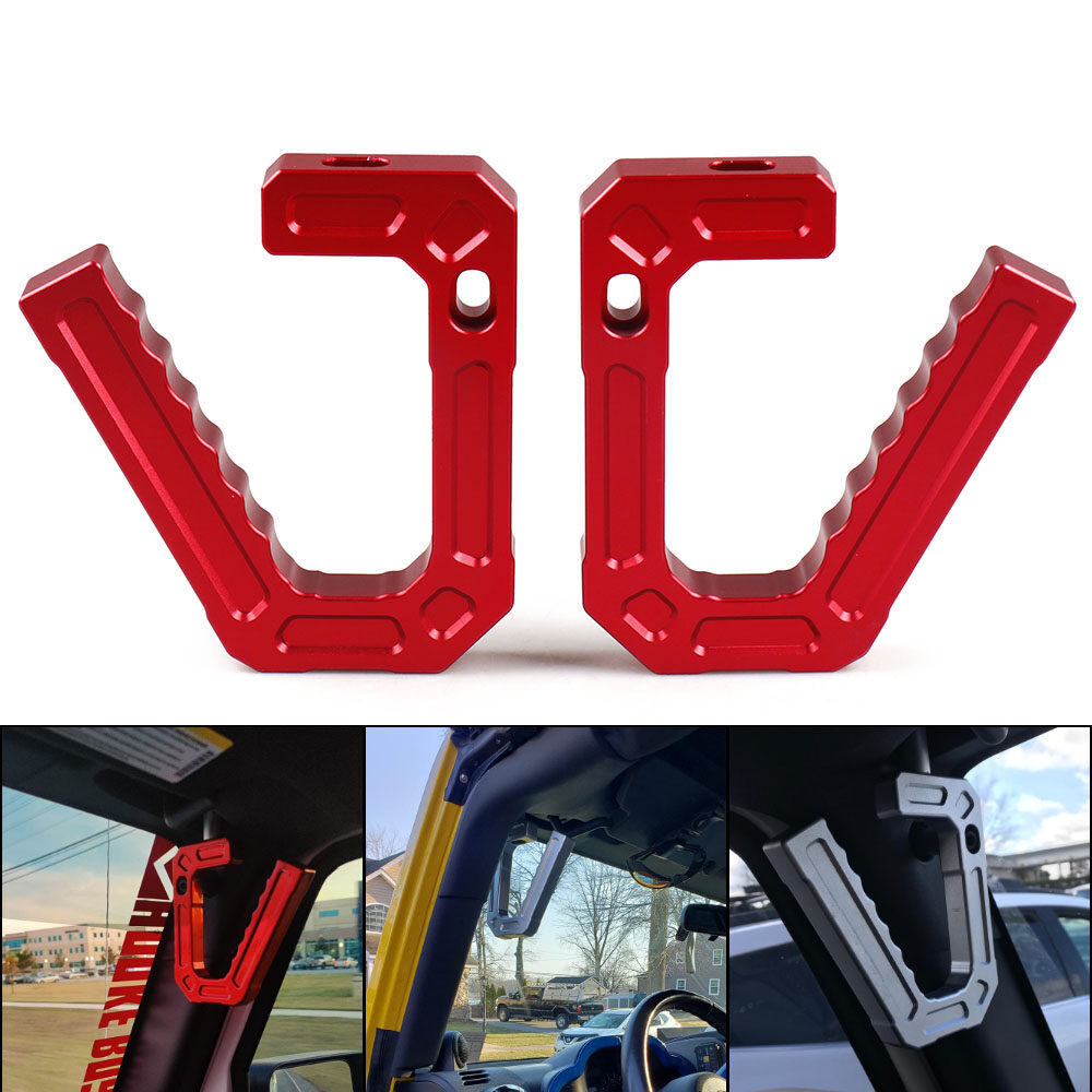 Red Aluminum Car Front Grab Handles Grip Bar for Jeep JK Wrangler 07-18 ...