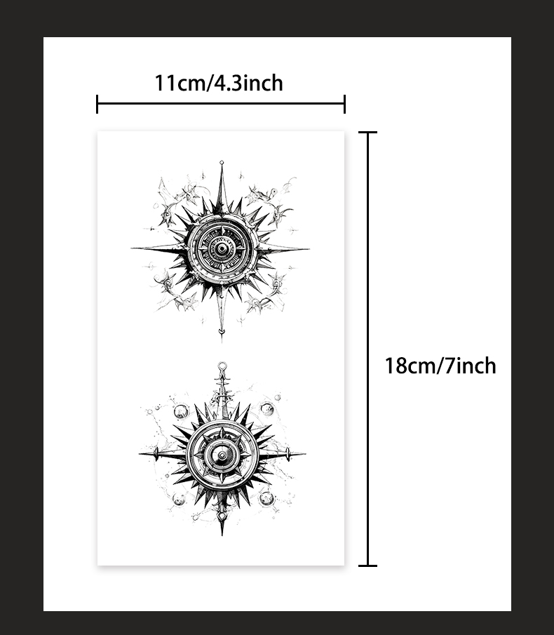 Waterproof Compass Tattoo Sticker - Semi-Permanent Arm Body Art ...