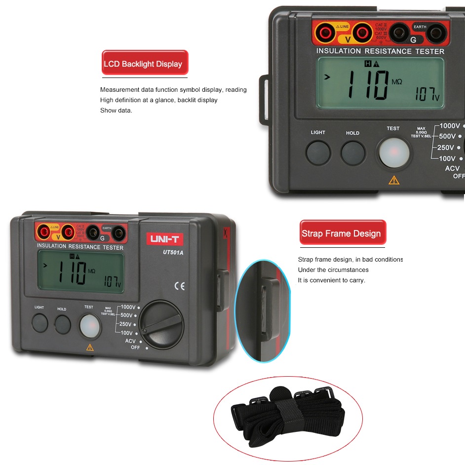 Insulation Resistance meter UNI-T UT502A UT501A Digital Insulation ...
