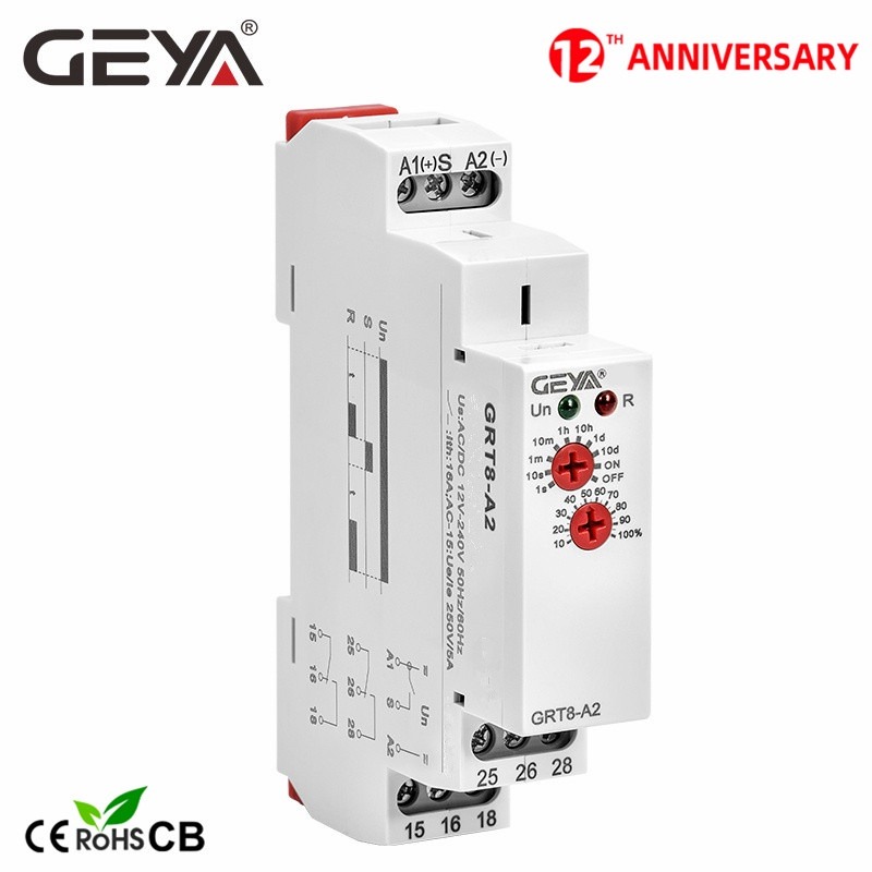 GEYA GRT8-A Delay On Timer Relay Switch Timing 16A AC/DC 12-240V Or ...
