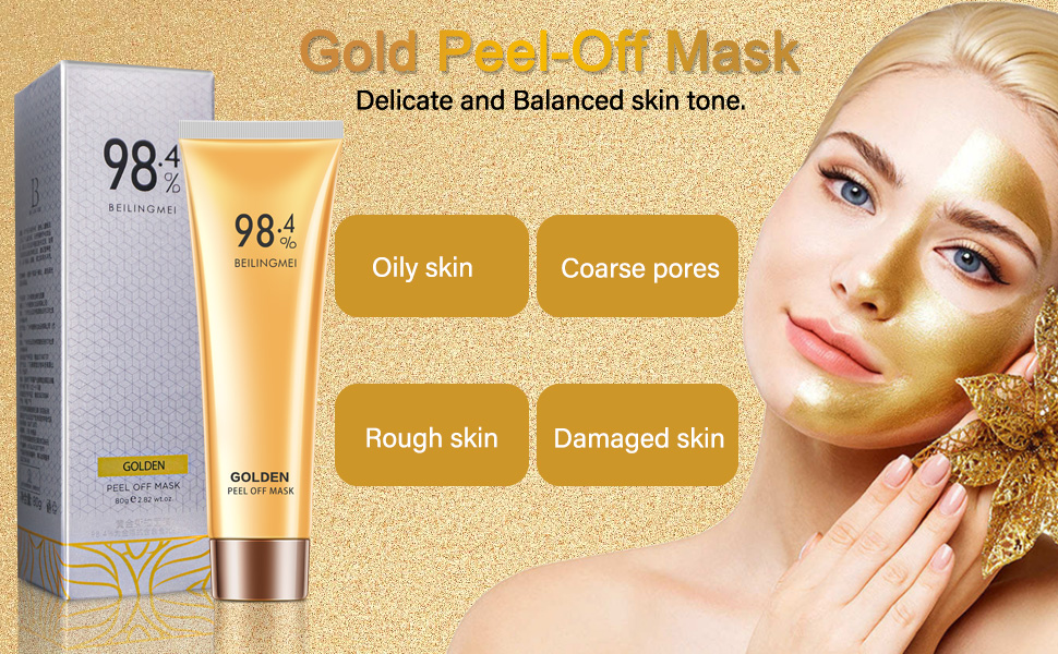 3x Gold Peel-Off Gesichtsmaske (80g) - Anti-Falten, Aufhellend & Feuchtigkeitsspendend