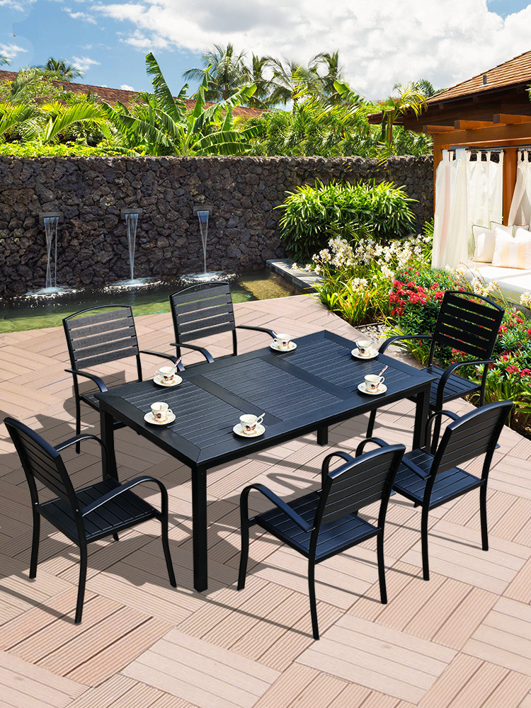 KIMDELIN Outdoor Furniture Plastic Wooden Garden Set 4/6 Chairs Table For  Balcony,Patio,Terrace