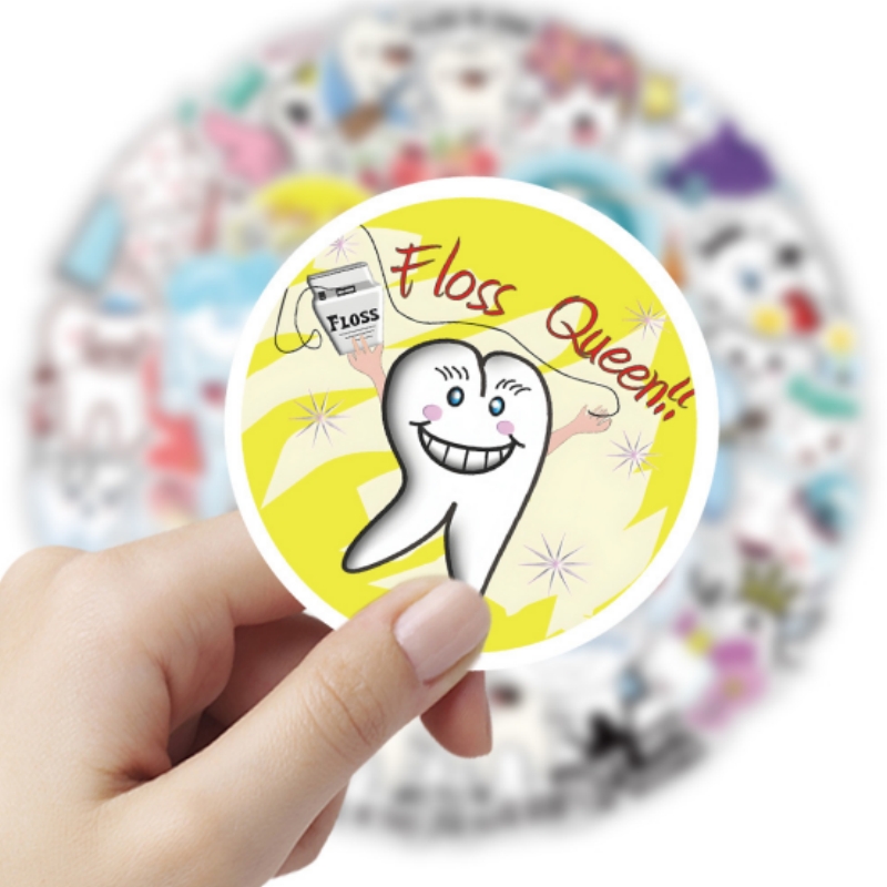 50Pcs Cartoon Cute Tooth Shape Stickers Dentistry Graffiti Decal ...