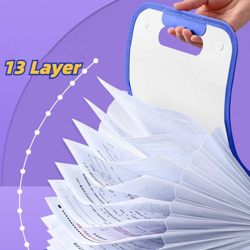 A4 Cartoon Expanding File Folder 13 Layers Organ Bag Paper Organizers ...