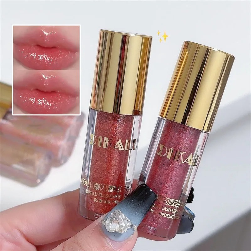 Waterproof Diamond Shimmer Glitter Lip Gloss 5 Colors Sparkling Glitter ...