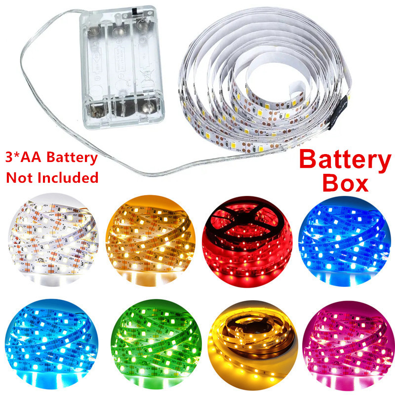 3AA Battery Powered LED Strip Light Portable Plug Free LED Strips White ...