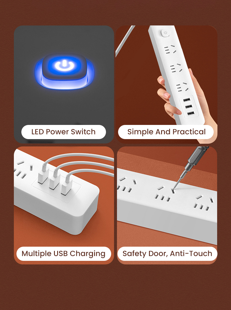 ASIAN Extension Outlet Socket Plug With Switch USB Cable Power Supply ...