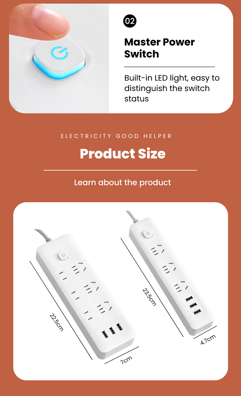 ASIAN Extension Outlet Socket Plug With Switch USB Cable Power Supply ...