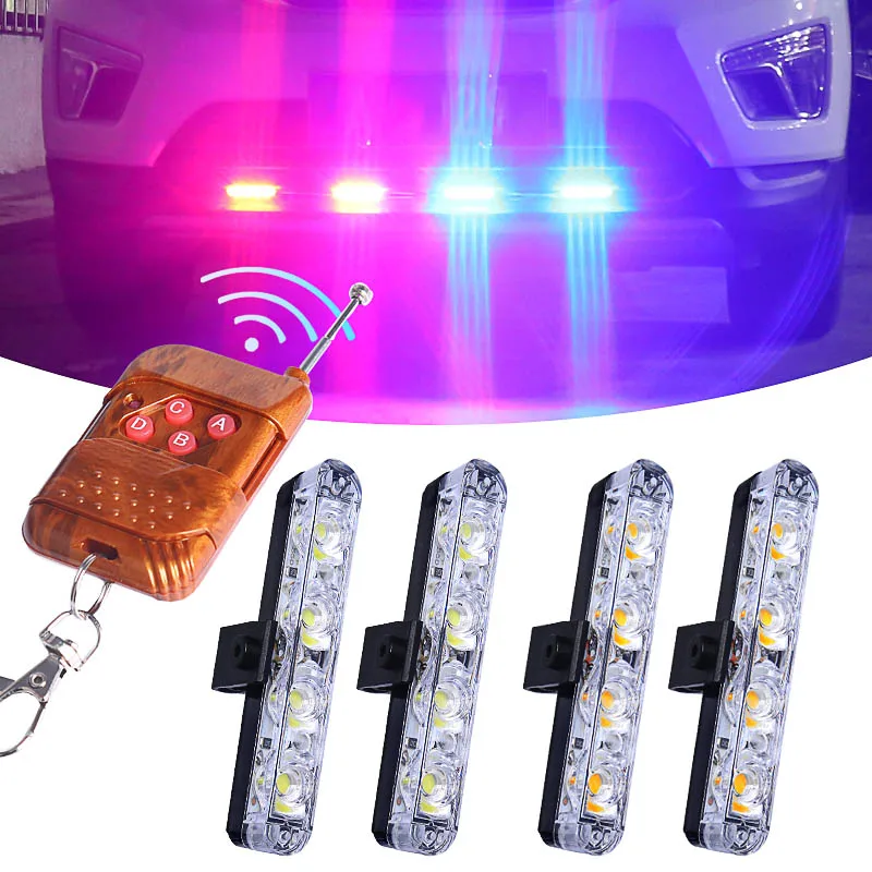 Grill Car LED Light Strobe Red Blue Emergency Remote Wireless Control ...