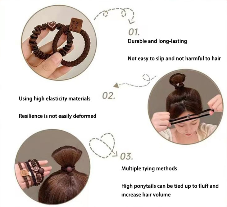 High Elasticity Leather Hair Ties for Women - Durable High Ponytail ...