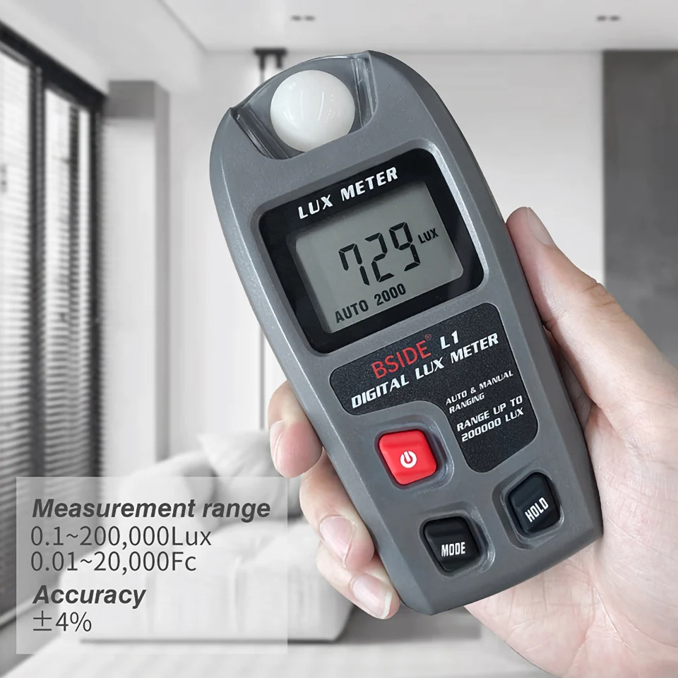 L1 Luxmeter Digitales Illuminometer 0-200.000 Lux LCD Taschenlichtmes6611