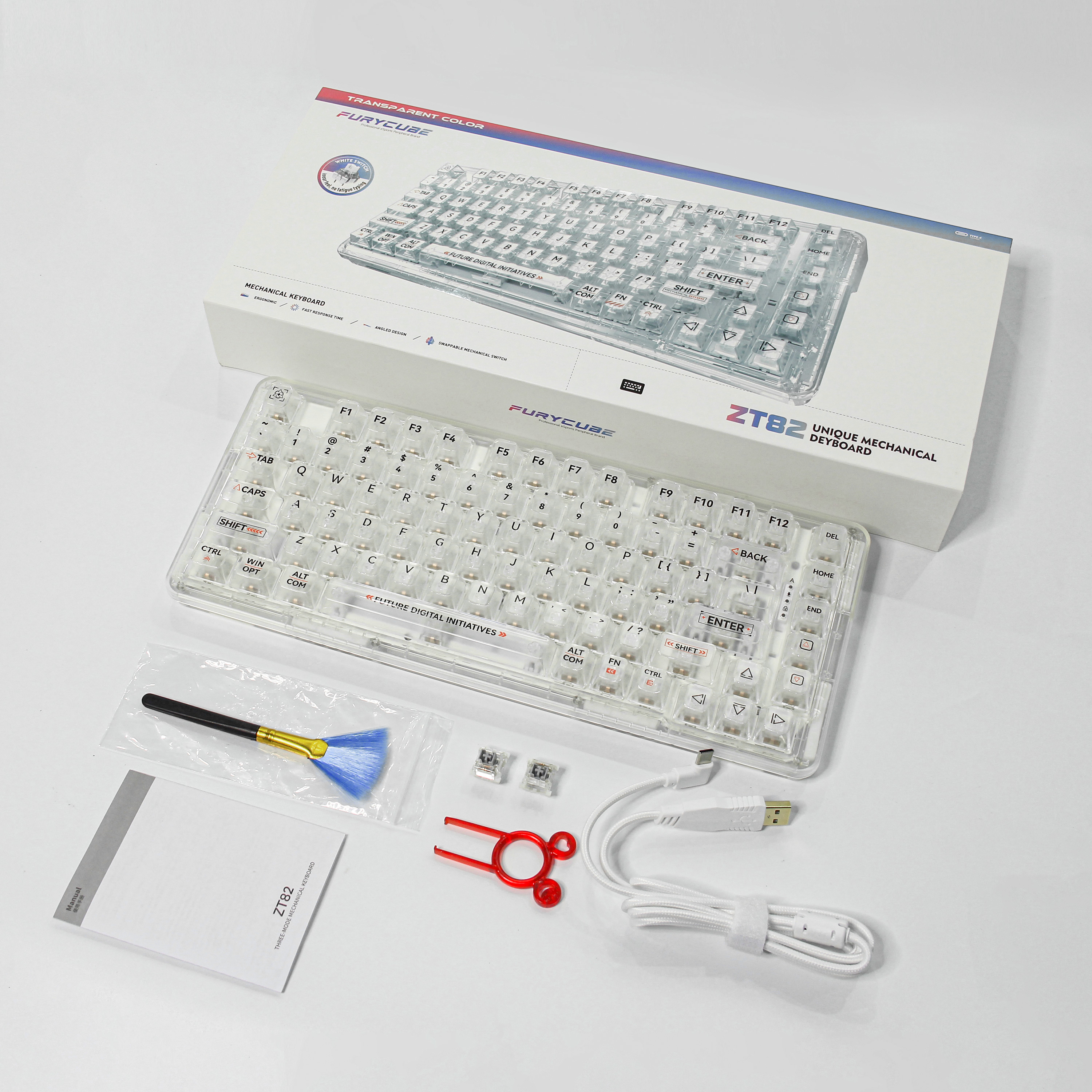 ZIFRIEND X75 82 Keys Gamer Keyboard 3 Modes Transparent Mechanical ...