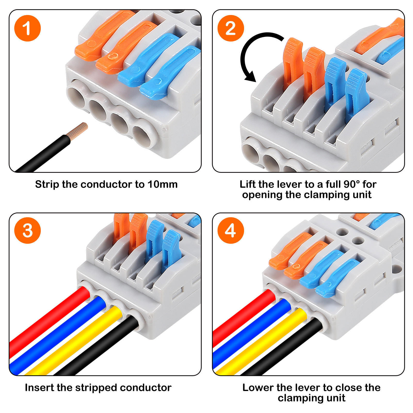 5 Pcs Compact Splicing Wire Connectors Assortment Pack Lever Connector ...