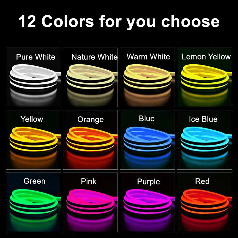 6X12mm LED Neon Flexible Strip Light 12V for DIY Signage, Building ...