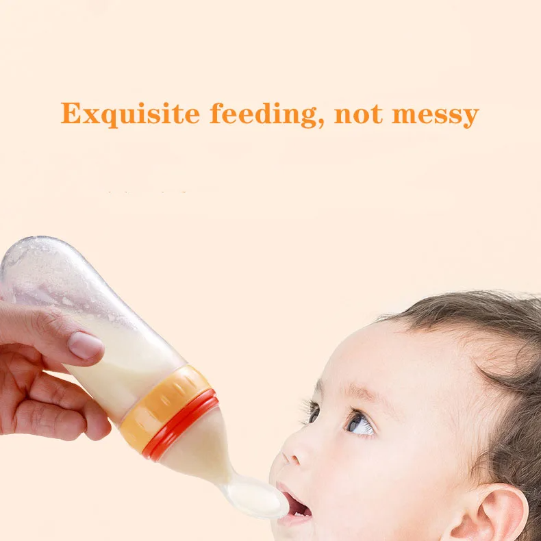 Safe useful silicone baby bottle with spoon food supplement rice cereal
