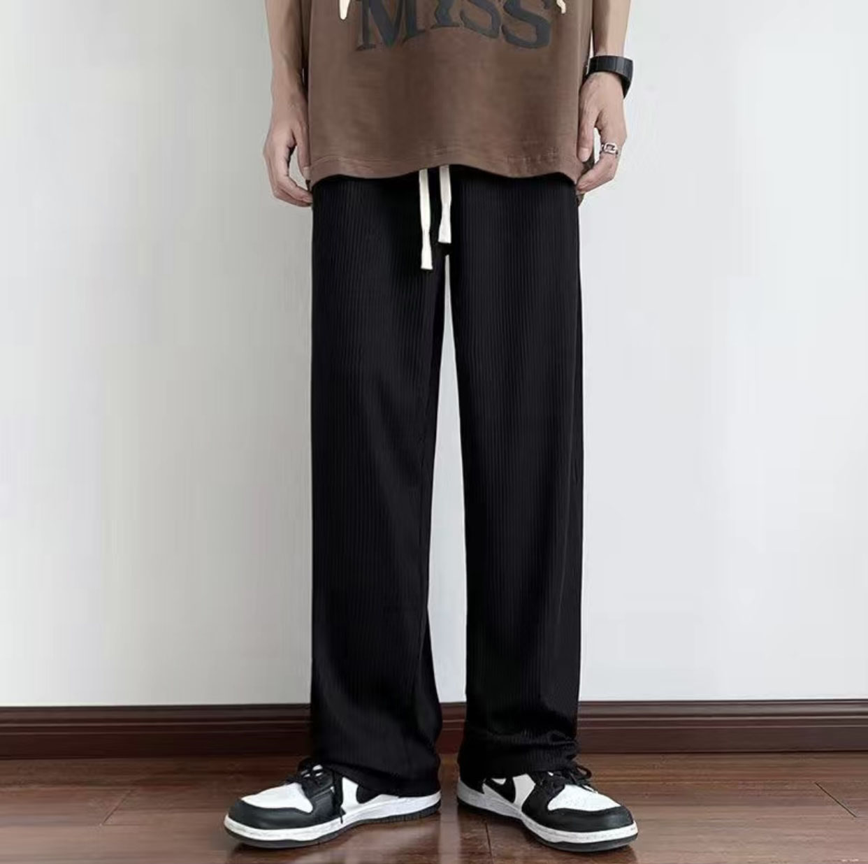 Men's Trouser Black Casual Pants For Men Korean Baggy Straight cut