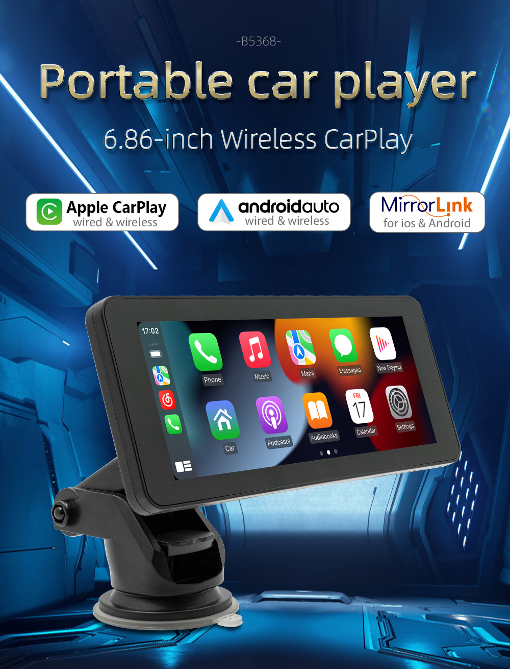 ESSGOO Wireless Carplay Android Auto Multimedia Player Radio 7 Inch ...