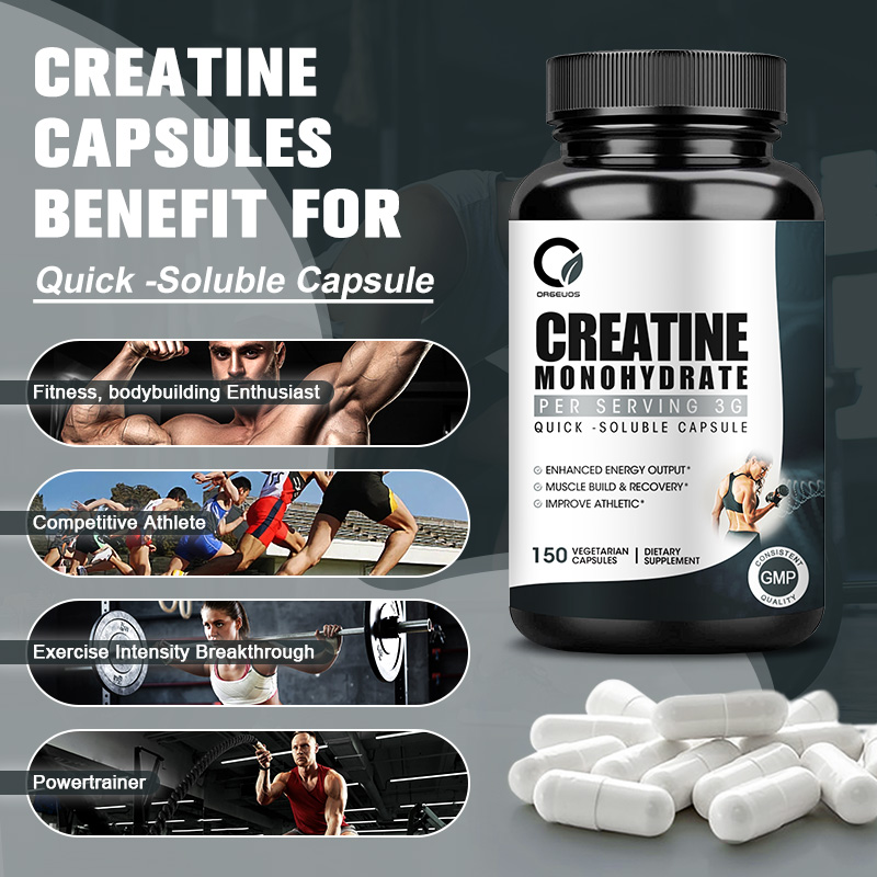 Orgeuos Creatine Monohydrate Capsules 3000mg Per Restore Physical