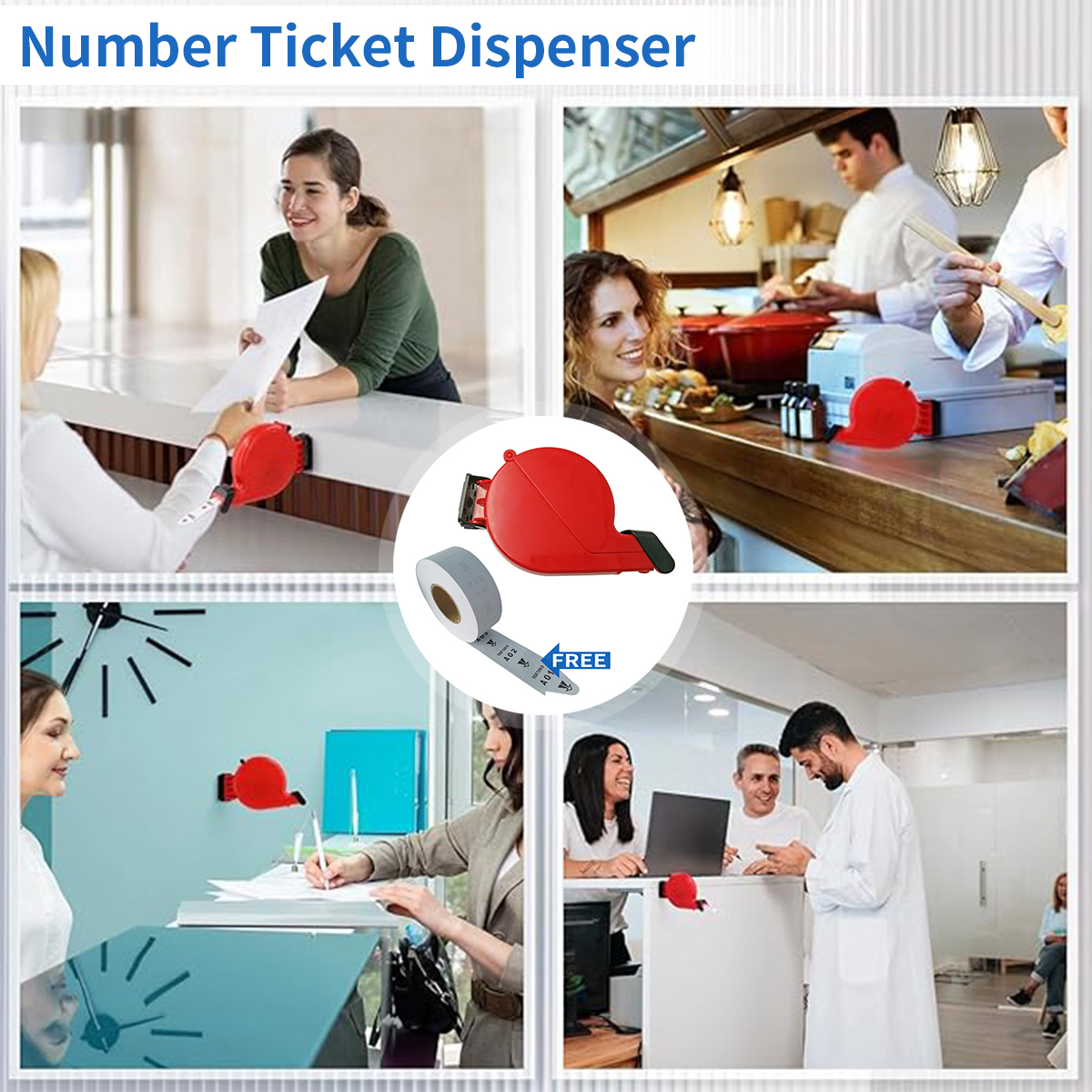 Queue Ticket Dispenser Machine with Counter Stand and 1 Queue Roll ...