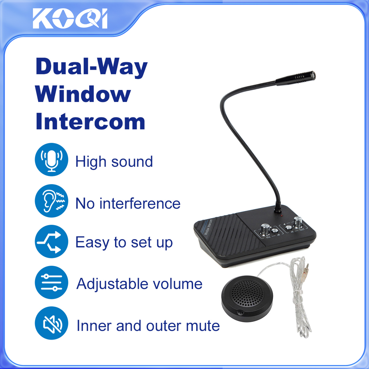 Dual-Way Talk Through Store Office Window Glass Counter Intercom ...