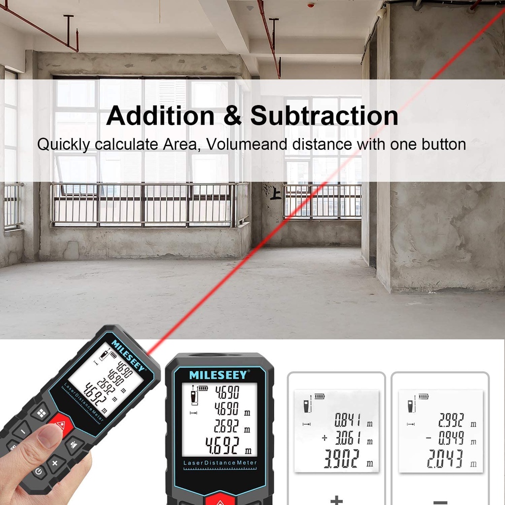 ★Mileseey★ Digital Laser Rangefinder 100M Laser Measurement LCD ...