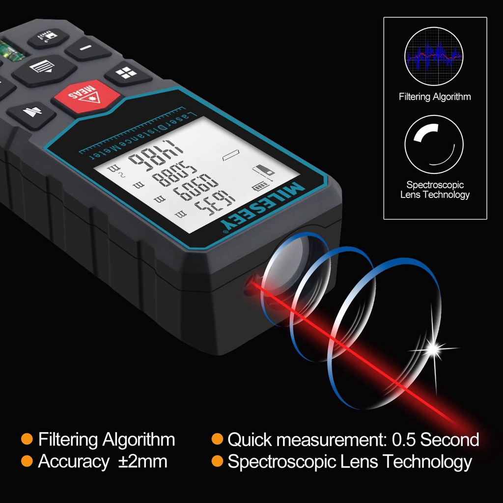 ★Mileseey★ Digital Laser Rangefinder 100M Laser Measurement LCD ...